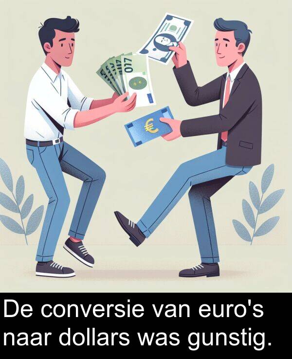 naar: De conversie van euro's naar dollars was gunstig.