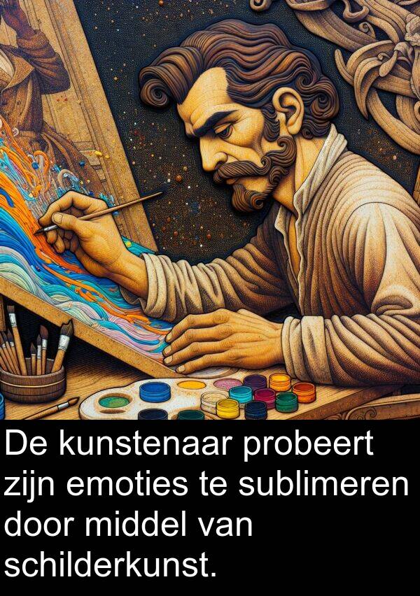 emoties: De kunstenaar probeert zijn emoties te sublimeren door middel van schilderkunst.