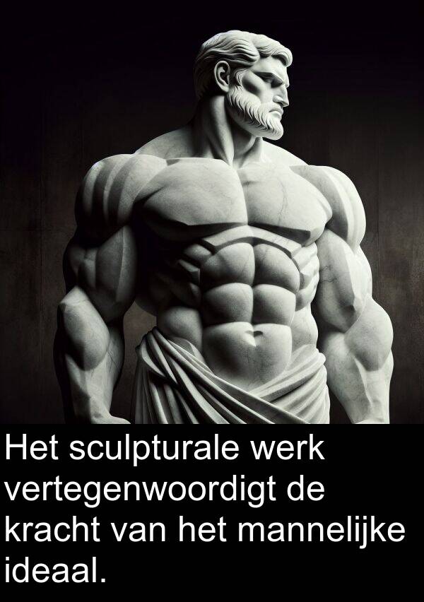 ideaal: Het sculpturale werk vertegenwoordigt de kracht van het mannelijke ideaal.