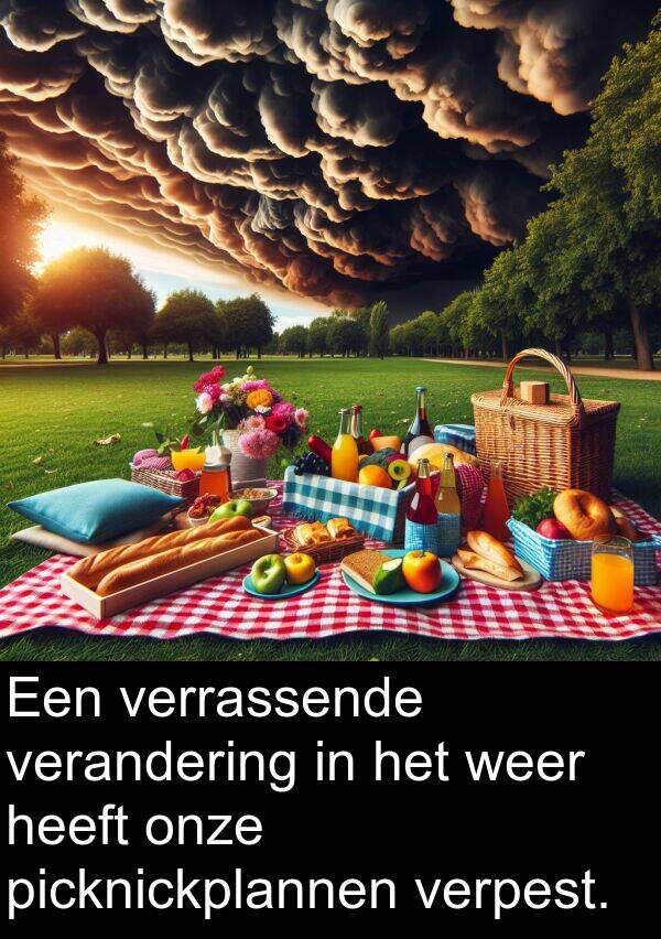 verandering: Een verrassende verandering in het weer heeft onze picknickplannen verpest.