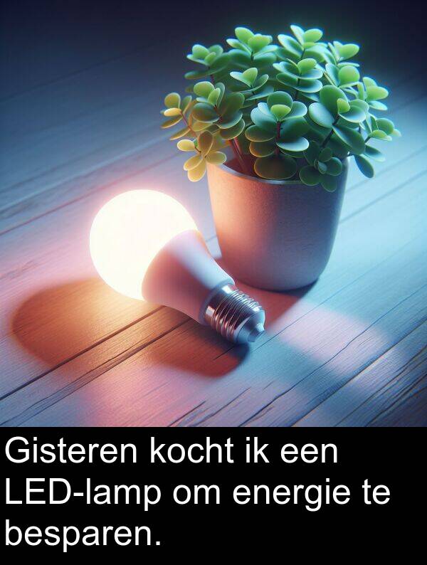 besparen: Gisteren kocht ik een LED-lamp om energie te besparen.