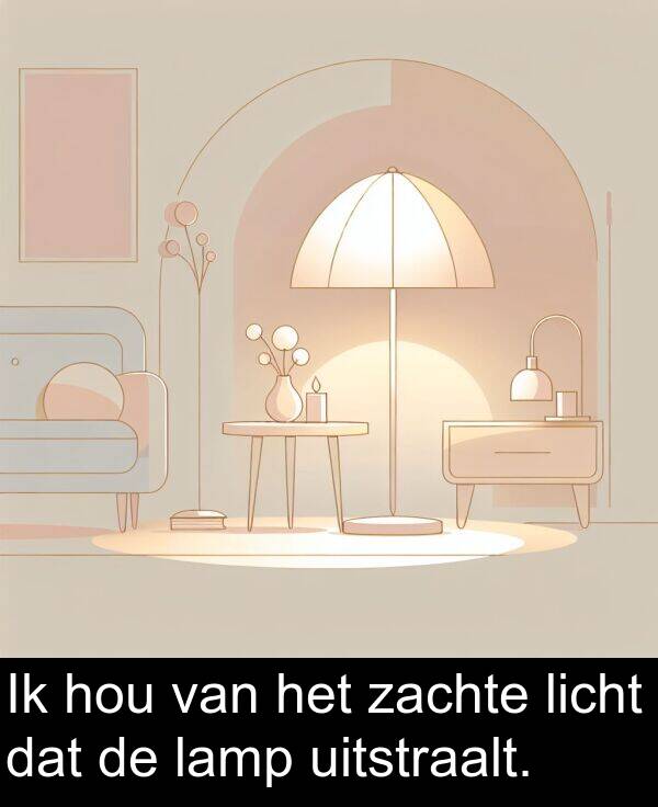 dat: Ik hou van het zachte licht dat de lamp uitstraalt.