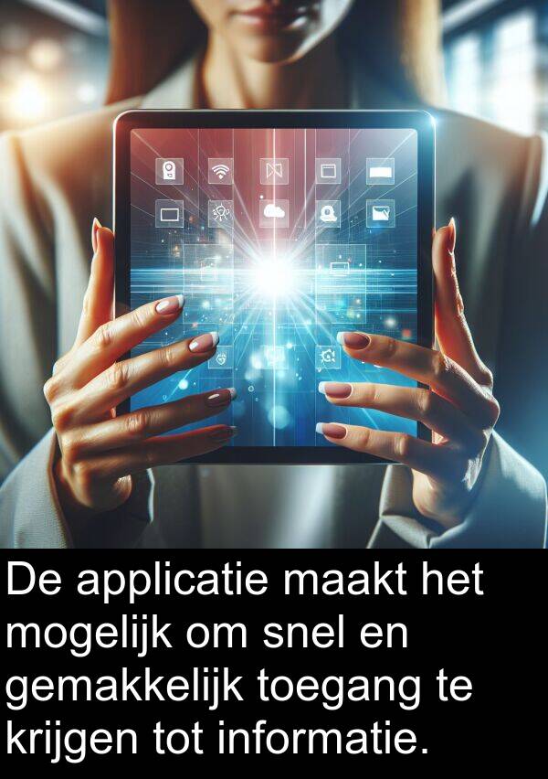 informatie: De applicatie maakt het mogelijk om snel en gemakkelijk toegang te krijgen tot informatie.