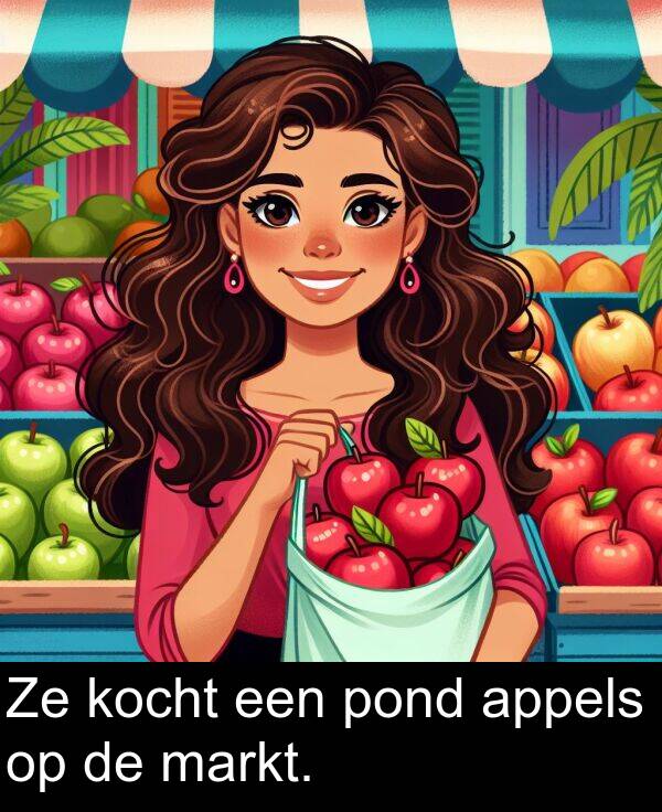 een: Ze kocht een pond appels op de markt.