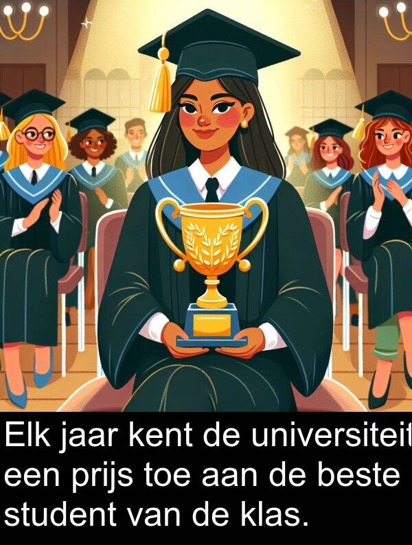 klas: Elk jaar kent de universiteit een prijs toe aan de beste student van de klas.