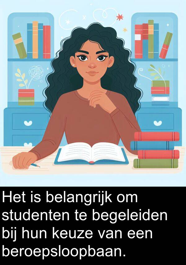 begeleiden: Het is belangrijk om studenten te begeleiden bij hun keuze van een beroepsloopbaan.