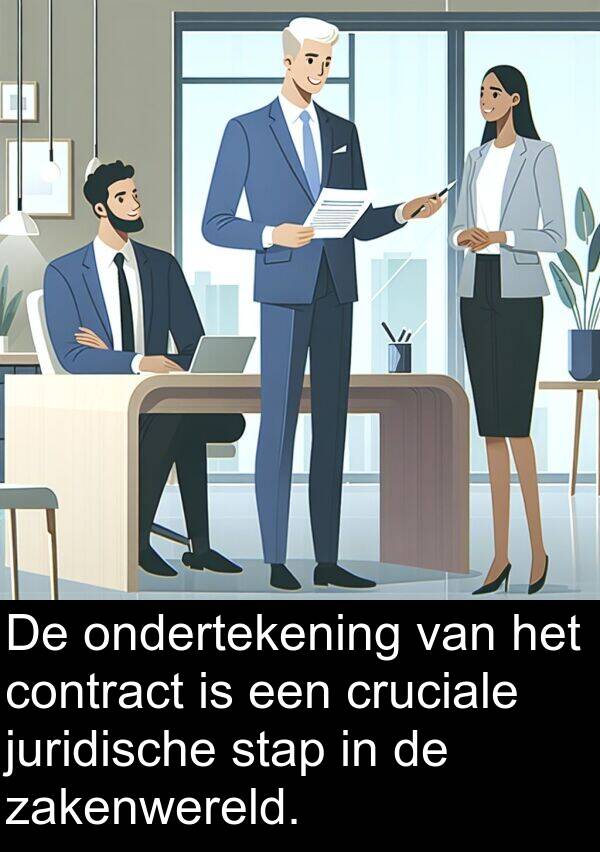 zakenwereld: De ondertekening van het contract is een cruciale juridische stap in de zakenwereld.