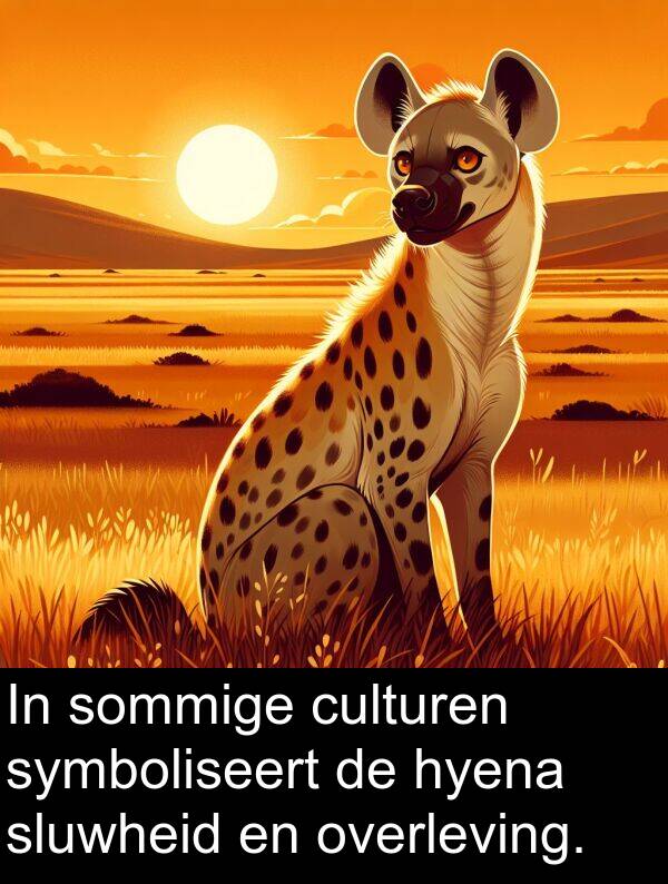 overleving: In sommige culturen symboliseert de hyena sluwheid en overleving.