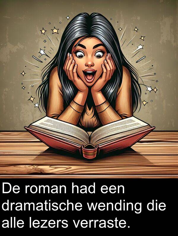 had: De roman had een dramatische wending die alle lezers verraste.