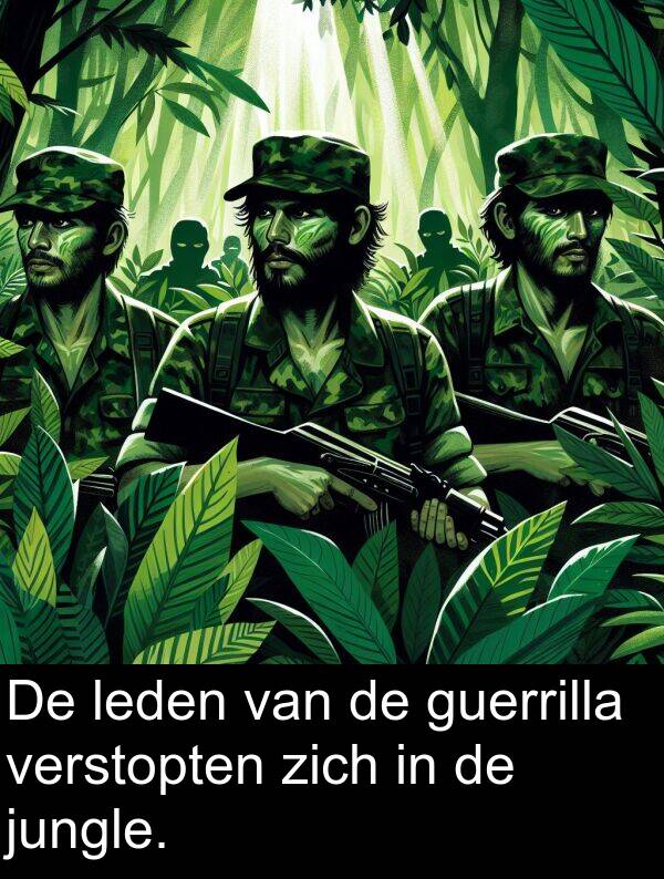 zich: De leden van de guerrilla verstopten zich in de jungle.