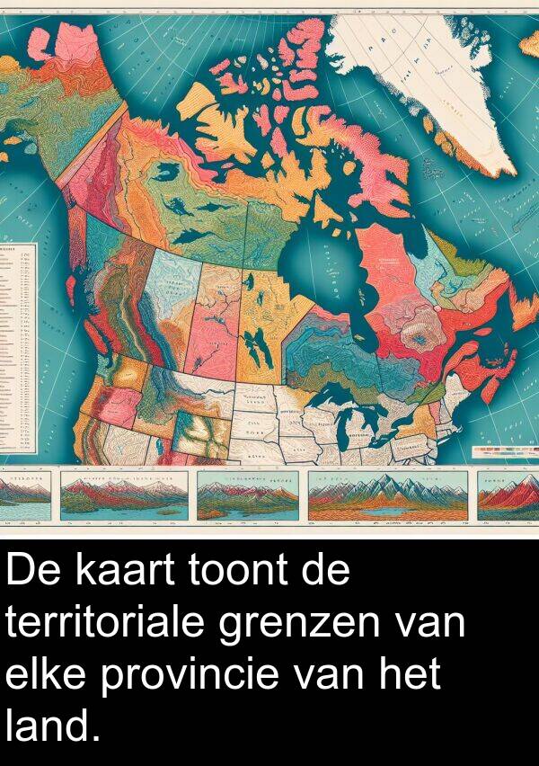 elke: De kaart toont de territoriale grenzen van elke provincie van het land.