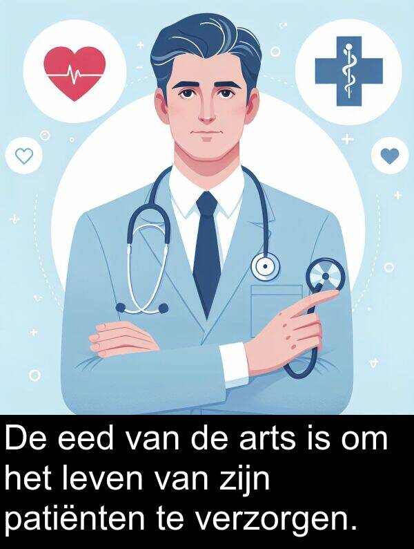 eed: De eed van de arts is om het leven van zijn patiënten te verzorgen.