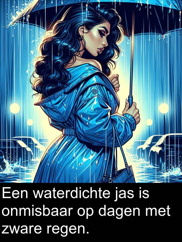 waterdichte: Een waterdichte jas is onmisbaar op dagen met zware regen.