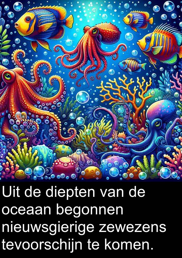 oceaan: Uit de diepten van de oceaan begonnen nieuwsgierige zewezens tevoorschijn te komen.