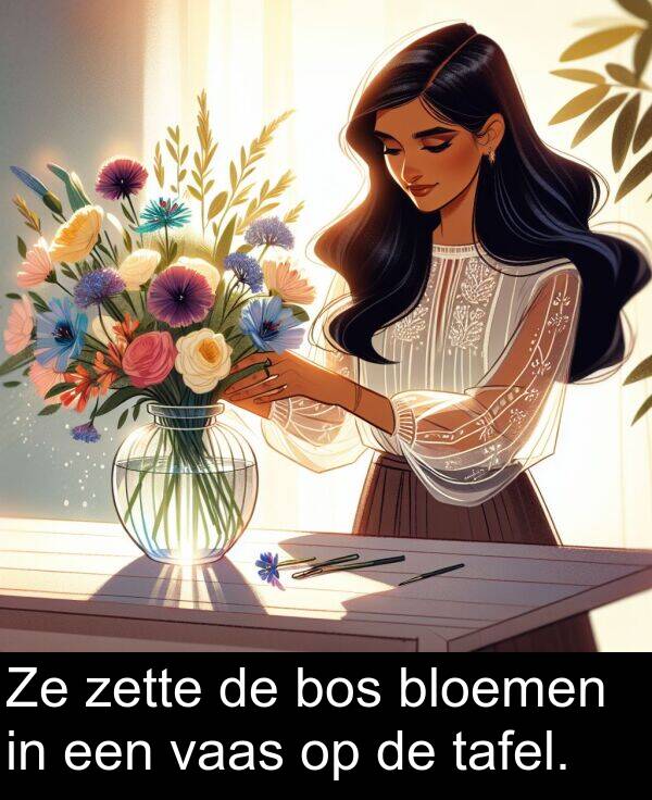 vaas: Ze zette de bos bloemen in een vaas op de tafel.