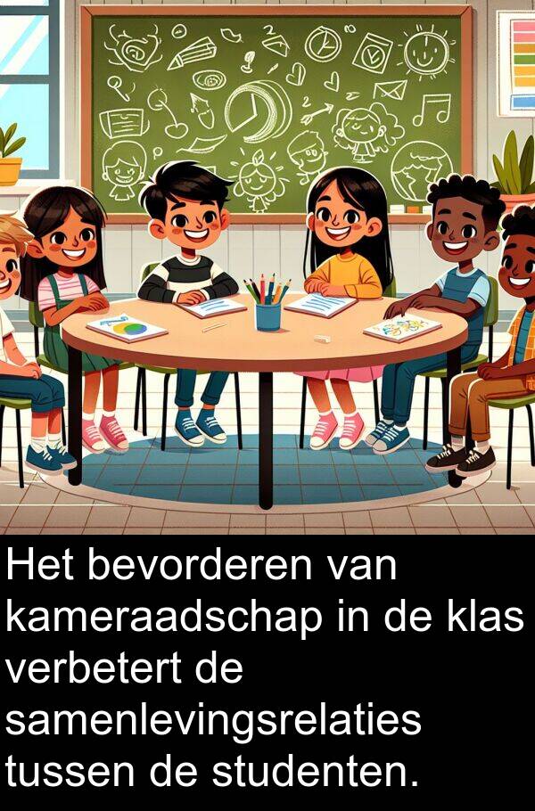 klas: Het bevorderen van kameraadschap in de klas verbetert de samenlevingsrelaties tussen de studenten.