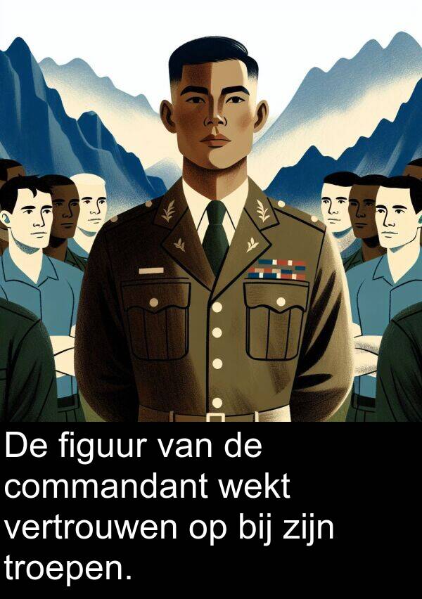 commandant: De figuur van de commandant wekt vertrouwen op bij zijn troepen.