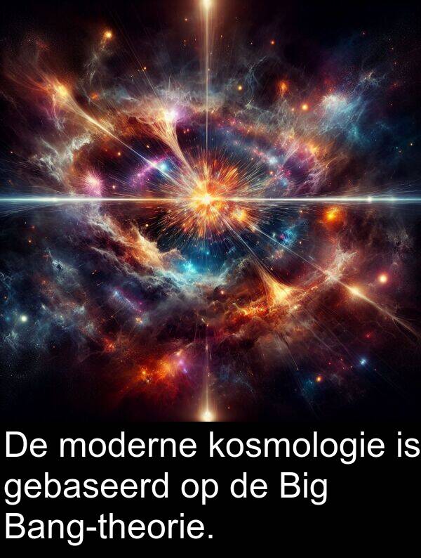 gebaseerd: De moderne kosmologie is gebaseerd op de Big Bang-theorie.