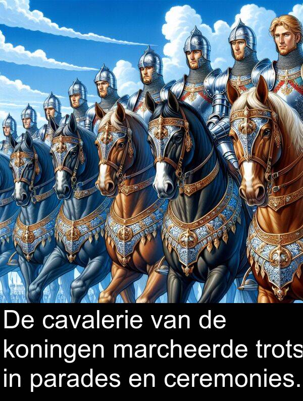 cavalerie: De cavalerie van de koningen marcheerde trots in parades en ceremonies.