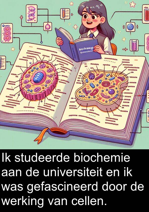 cellen: Ik studeerde biochemie aan de universiteit en ik was gefascineerd door de werking van cellen.