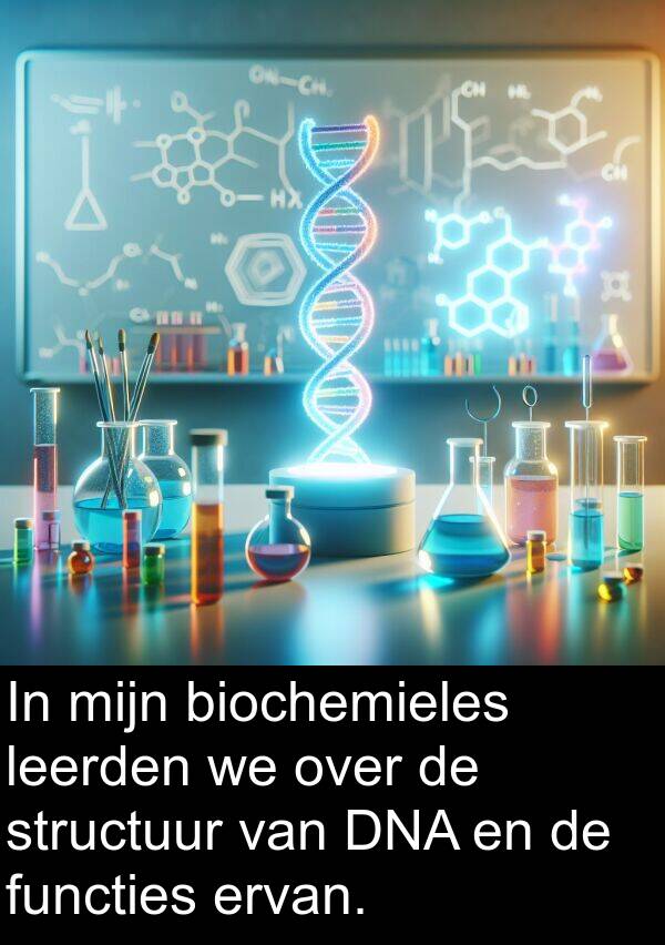 functies: In mijn biochemieles leerden we over de structuur van DNA en de functies ervan.