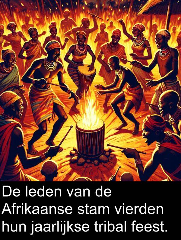 feest: De leden van de Afrikaanse stam vierden hun jaarlijkse tribal feest.