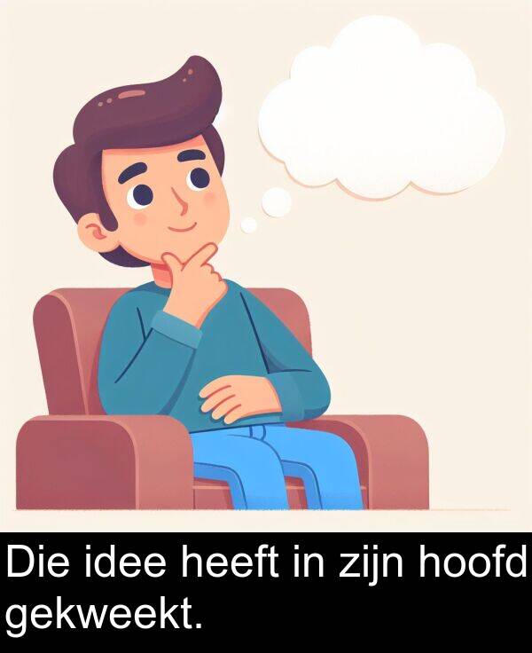 idee: Die idee heeft in zijn hoofd gekweekt.