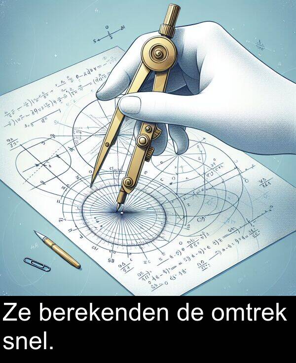 omtrek: Ze berekenden de omtrek snel.