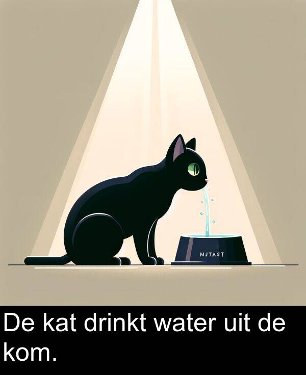 water: De kat drinkt water uit de kom.