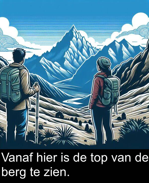 zien: Vanaf hier is de top van de berg te zien.