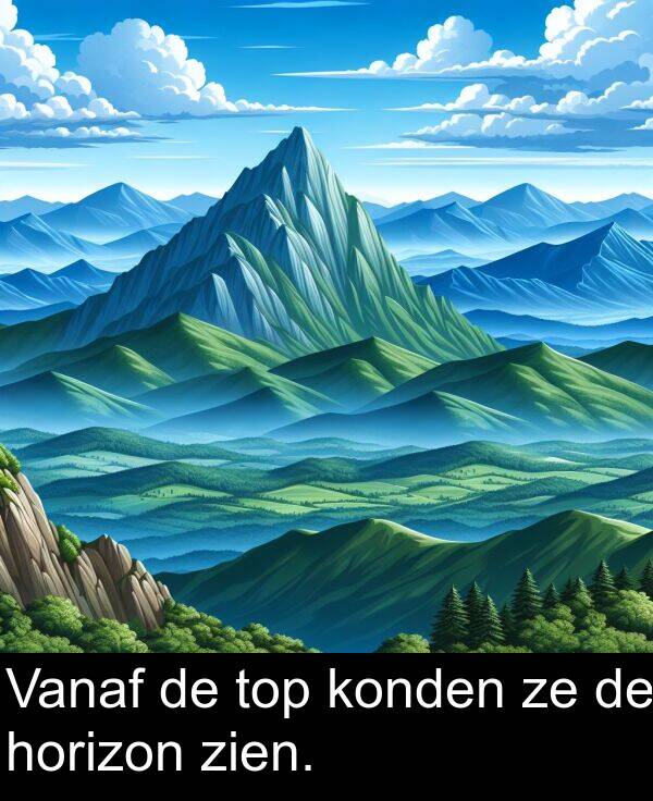 zien: Vanaf de top konden ze de horizon zien.