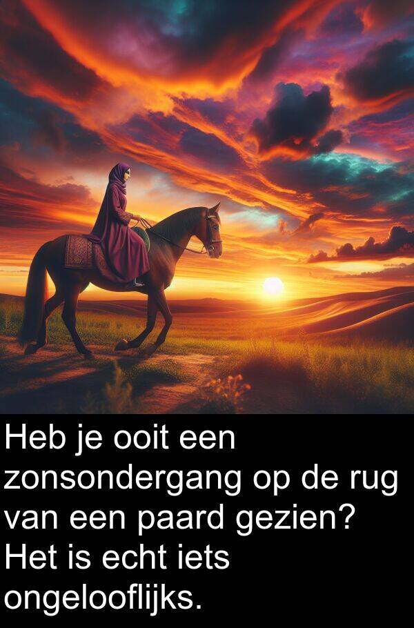 echt: Heb je ooit een zonsondergang op de rug van een paard gezien? Het is echt iets ongelooflijks.