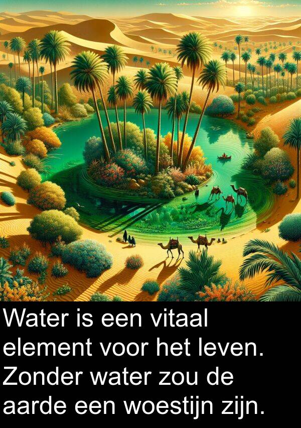 element: Water is een vitaal element voor het leven. Zonder water zou de aarde een woestijn zijn.