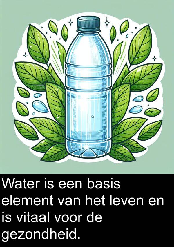 element: Water is een basis element van het leven en is vitaal voor de gezondheid.