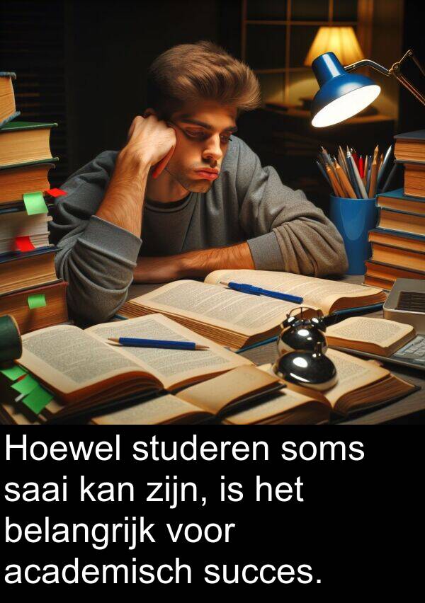 saai: Hoewel studeren soms saai kan zijn, is het belangrijk voor academisch succes.