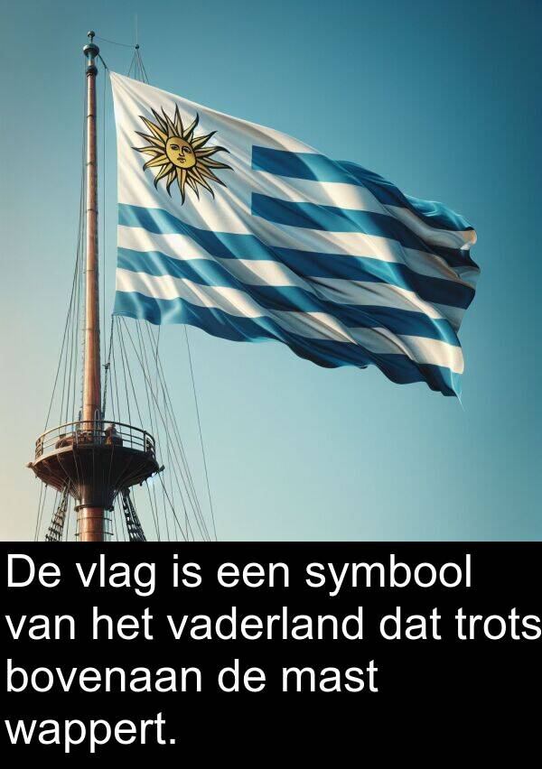 vaderland: De vlag is een symbool van het vaderland dat trots bovenaan de mast wappert.