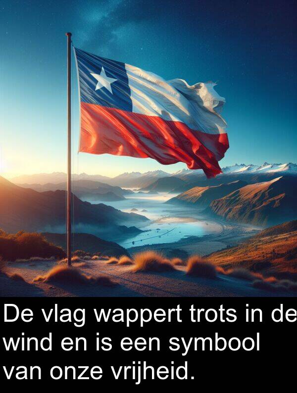 onze: De vlag wappert trots in de wind en is een symbool van onze vrijheid.