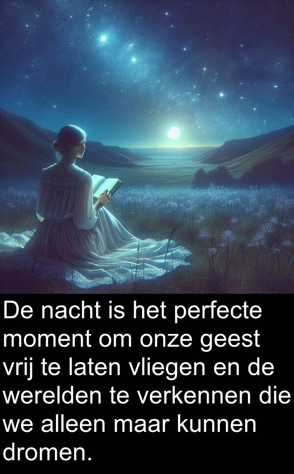 perfecte: De nacht is het perfecte moment om onze geest vrij te laten vliegen en de werelden te verkennen die we alleen maar kunnen dromen.