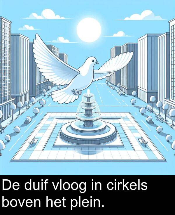 cirkels: De duif vloog in cirkels boven het plein.