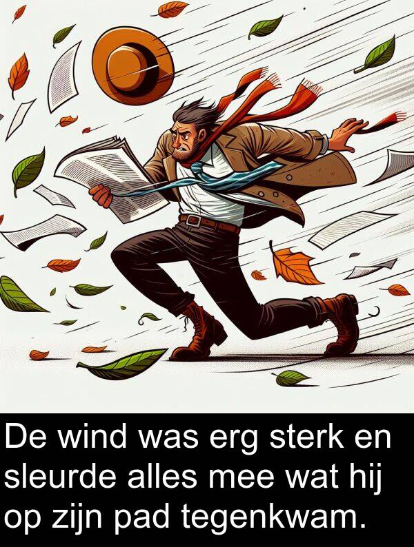 wat: De wind was erg sterk en sleurde alles mee wat hij op zijn pad tegenkwam.