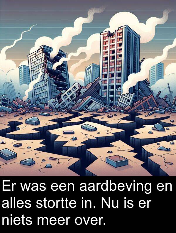 aardbeving: Er was een aardbeving en alles stortte in. Nu is er niets meer over.