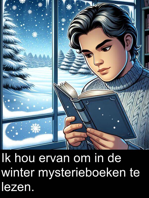 lezen: Ik hou ervan om in de winter mysterieboeken te lezen.