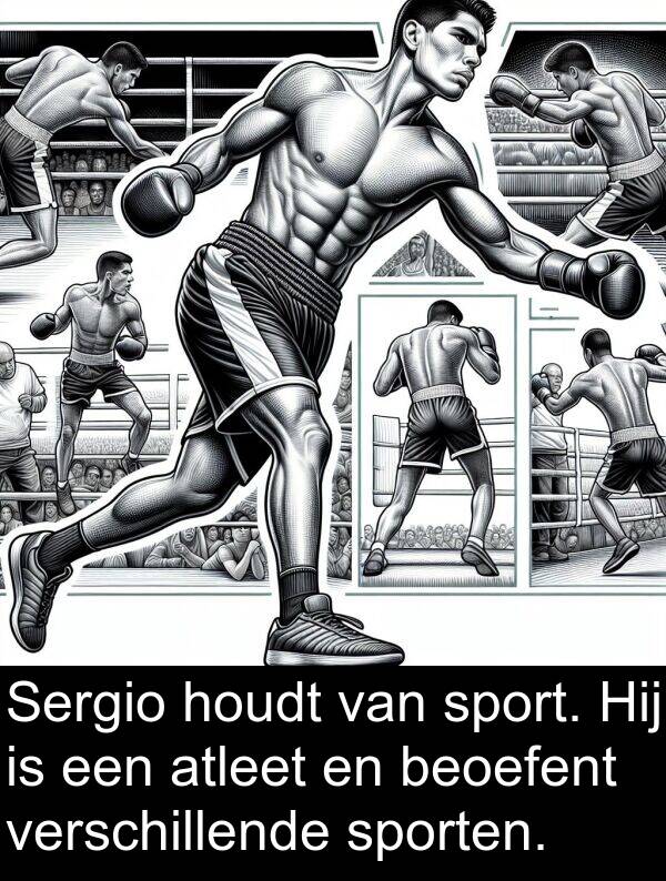 houdt: Sergio houdt van sport. Hij is een atleet en beoefent verschillende sporten.