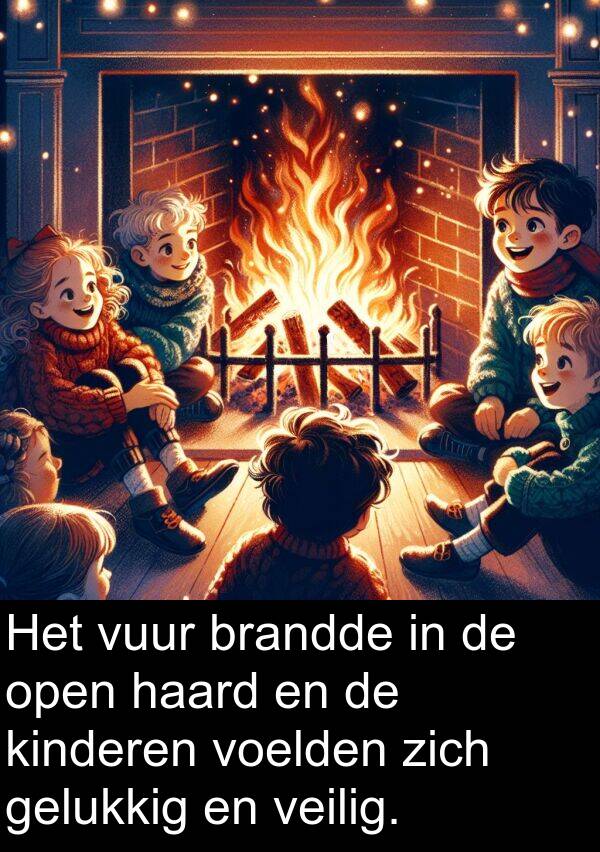 haard: Het vuur brandde in de open haard en de kinderen voelden zich gelukkig en veilig.