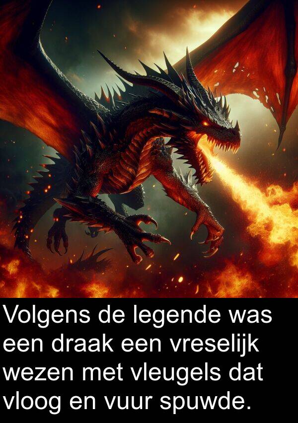 draak: Volgens de legende was een draak een vreselijk wezen met vleugels dat vloog en vuur spuwde.