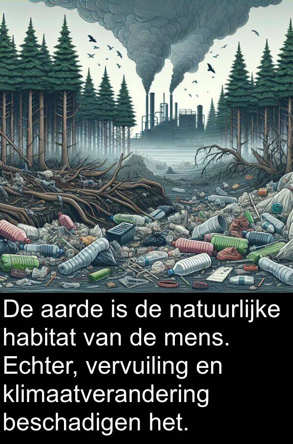 klimaatverandering: De aarde is de natuurlijke habitat van de mens. Echter, vervuiling en klimaatverandering beschadigen het.