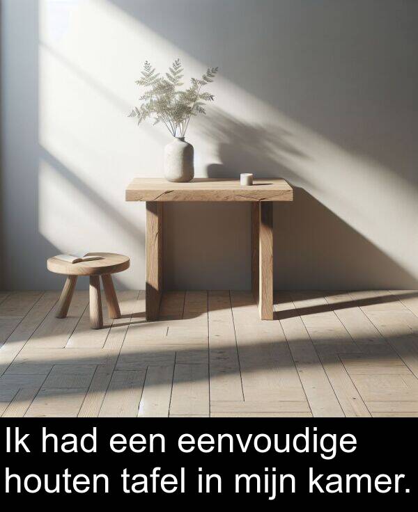 had: Ik had een eenvoudige houten tafel in mijn kamer.