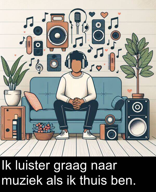 muziek: Ik luister graag naar muziek als ik thuis ben.