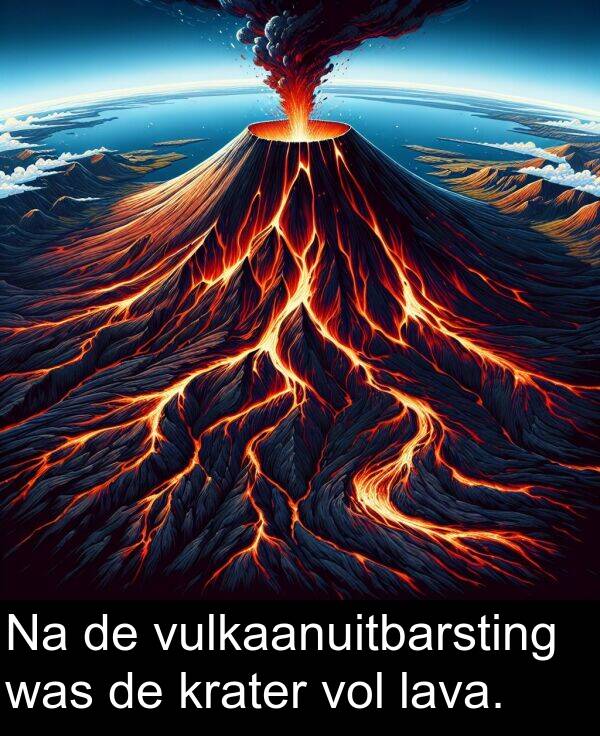 lava: Na de vulkaanuitbarsting was de krater vol lava.