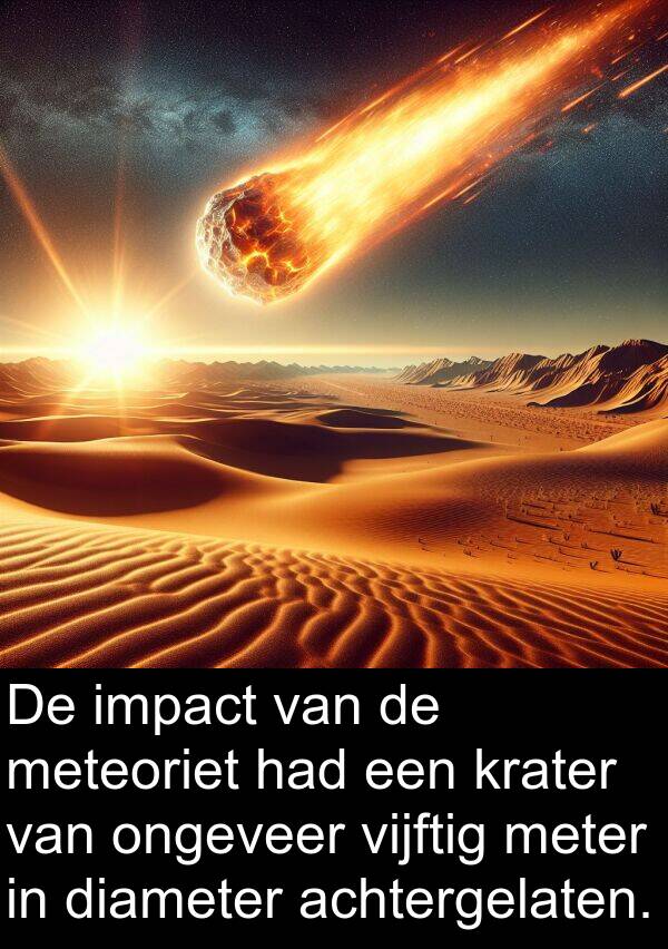 impact: De impact van de meteoriet had een krater van ongeveer vijftig meter in diameter achtergelaten.